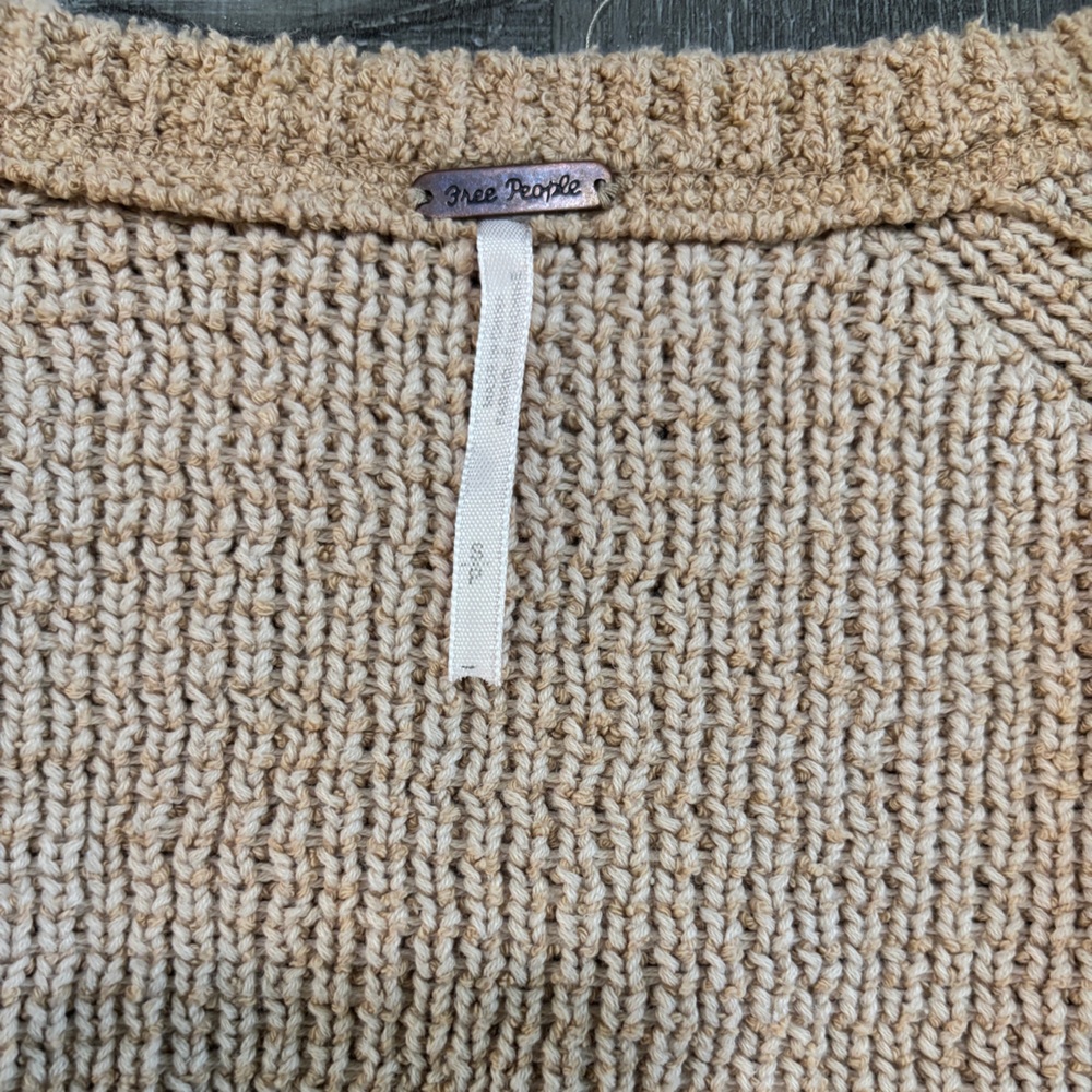 Free People Beige Cozy Knit V-Neck Sweater - Picture 2 of 4